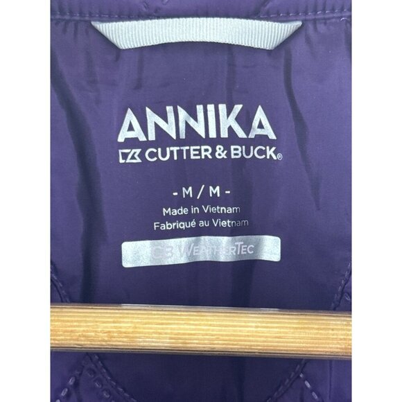 Annika Cutter & Buck Womens Convertible Jacket/Vest M Purple Quilted WeatherTec - Picture 2 of 6
